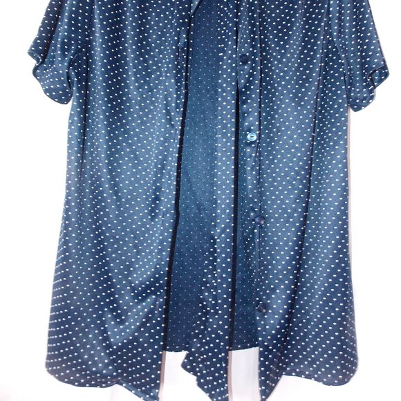 Sears Retro Blue Polkadot Blouse - Women | Color: Blue | Size: small - Picture 3 of 4